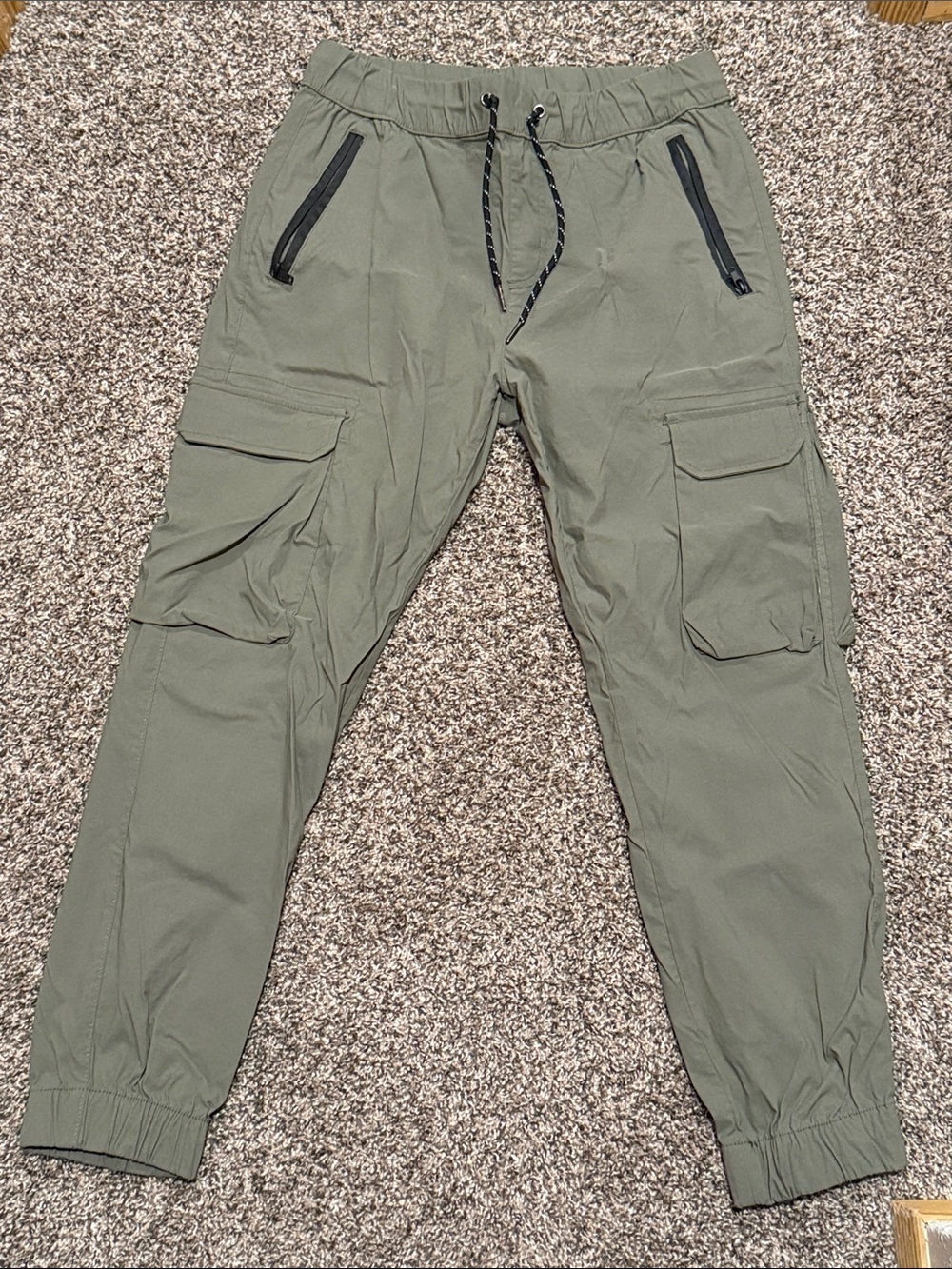 Ring of Fire Olive Cargo Joggers with Zip Pockets